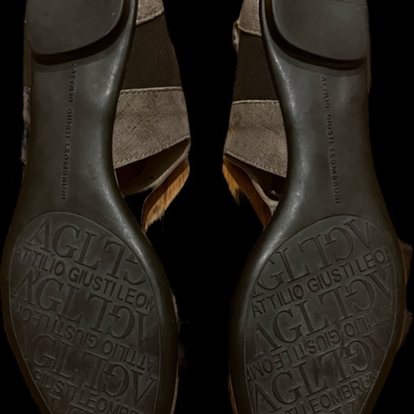 AGL Gladiator Sandals Slip On Metallic Bronze Stretchy Strap Comfy‎ Shoes 37.5 - Picture 3 of 9